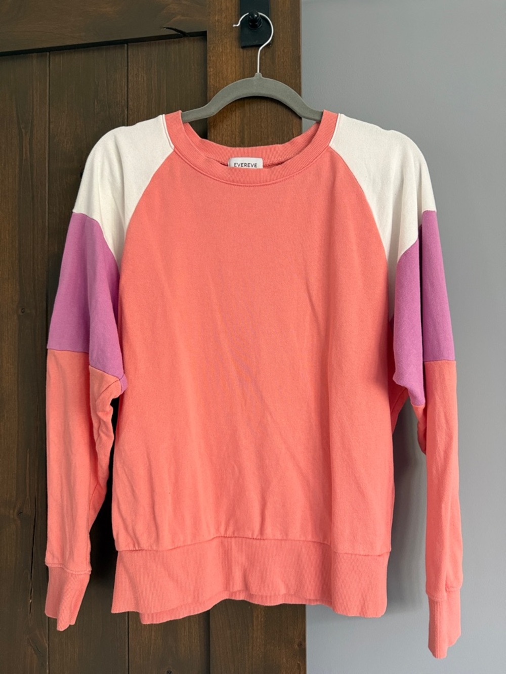 Evereve Coral, Cream & Lilac Colorblock Pullover | Size XS